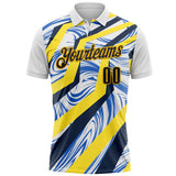 Custom White Black Blue-Gold Esports Performance Polo Shirt