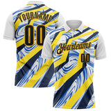 Custom White Black Blue-Gold Esports Performance Polo Shirt