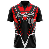 Custom Black Red-White Esports Performance Polo Shirt