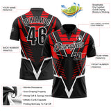Custom Black Red-White Esports Performance Polo Shirt
