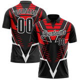 Custom Black Red-White Esports Performance Polo Shirt