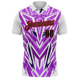 Custom White Black Purple-Fire Red Esports Performance Polo Shirt