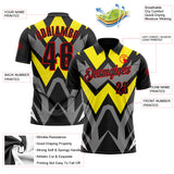Custom Black Light Yellow Gray-Fire Red Esports Performance Polo Shirt