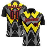 Custom Black Light Yellow Gray-Fire Red Esports Performance Polo Shirt