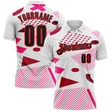 Custom White Black Pink-Fire Red Esports Performance Polo Shirt