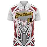 Custom White Black Red Gray-Gold Esports Performance Polo Shirt