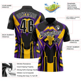Custom Black Yellow Purple-White Esports Performance Polo Shirt
