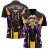 Custom Black Yellow Purple-White Esports Performance Polo Shirt
