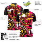 Custom Black Yellow Pink-Fire Red Esports Performance Polo Shirt