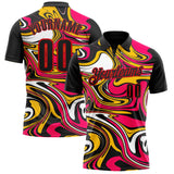 Custom Black Yellow Pink-Fire Red Esports Performance Polo Shirt