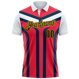 Custom White Black Red Navy-Gold Esports Performance Polo Shirt