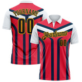 Custom White Black Red Navy-Gold Esports Performance Polo Shirt