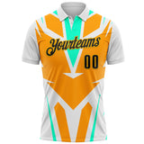 Custom White Black Orange Pea Green-Gold Esports Performance Polo Shirt