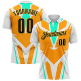 Custom White Black Orange Pea Green-Gold Esports Performance Polo Shirt