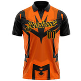 Custom Black Orange-Gold Esports Performance Polo Shirt
