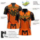 Custom Black Orange-Gold Esports Performance Polo Shirt