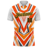 Custom White Black Orange-Gold Esports Performance Polo Shirt