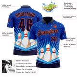 Custom Blue Navy-Orange Bowling Pins Performance Polo Shirt