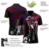 Custom Black Navy-Red Bowling Player Performance Polo Shirt