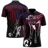 Custom Black Navy-Red Bowling Player Performance Polo Shirt
