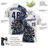 Custom White-Navy Bowling Ball And Pins Performance Polo Shirt