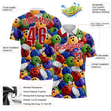 Custom White-Red Bowling Ball And Pins Performance Polo Shirt