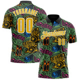 Custom Black Yellow-White Bowling Ball And Pins Strike Performance Polo Shirt