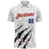 Custom White Royal-Red Bowling Pins American Flag Performance Polo Shirt