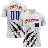 Custom White Royal-Red Bowling Pins American Flag Performance Polo Shirt
