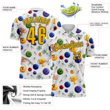 Custom White Yellow-Black Bowling Ball And Pins Performance Polo Shirt