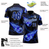 Custom Black Royal-White Bowling Balls Flame Performance Polo Shirt