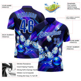 Custom Dark Purple Thunder Blue-White Bowling Ball And Pins Aurora Performance Polo Shirt