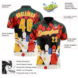 Custom Black Gold Orange Green-White Bowling Ball And Pins Diamond Performance Polo Shirt