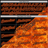 Custom Black-Orange Bowling Strike Flame Performance Polo Shirt