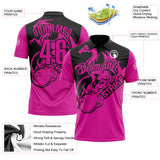 Custom Deep Pink-Black Bowling Strike Flame Dragon Performance Polo Shirt