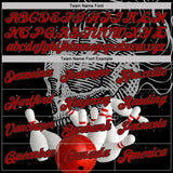 Custom Black Red-Gray Bowling Ball And Pins Skull Performance Polo Shirt
