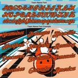 Custom Sky Blue Orange-Black Bowling Ball And Pins Strike Performance Polo Shirt