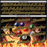 Custom Black-Old Gold Flame Billiards Snooker Balls Pool Performance Polo Shirt