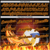 Custom Black-Bay Orange Flame Volleyball Ball 3D Pattern Performance Polo Shirt