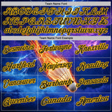Custom Blue Black-Gold Flame Lightning Badminton Ball 3D Pattern Performance Polo Shirt
