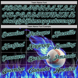 Custom Black-Ice Blue Flame Baseball Ball 3D Pattern Performance Polo Shirt