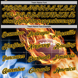 Custom Black Orange Blue-Gold Flame Football Ball 3D Pattern Performance Polo Shirt