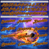 Custom Blue Black-Bay Orange Flame Lightning Soccer Ball 3D Pattern Performance Polo Shirt