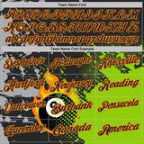 Custom Black Neon Green-Bay Orange Flame Billiards Snooker 8 Ball Pool Splatter Performance Polo Shirt
