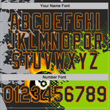 Custom Black Neon Green-Bay Orange Flame Billiards Snooker 8 Ball Pool Splatter Performance Polo Shirt