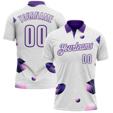 Custom White-Purple Gradient Geometric Abstract Performance Polo Shirt