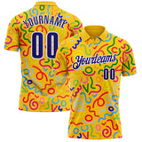 Custom Yellow Dark Purple-White Abstract Graffiti Geometric Lines Performance Polo Shirt