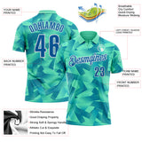 Custom Green Blue-White Abstract Geometric Performance Polo Shirt