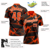 Custom Black Orange-White Abstract Geometric Performance Polo Shirt