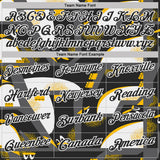 Custom Black Yellow-White Abstract Geometric Performance Polo Shirt
